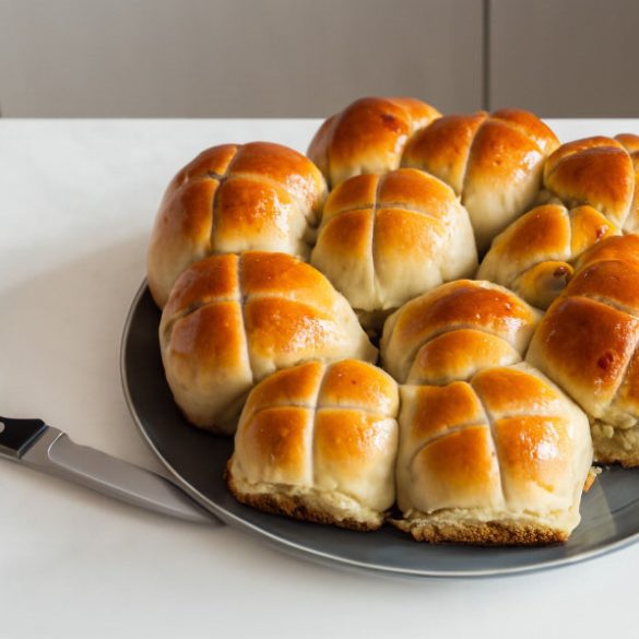 hot cross buns recipe devide into 12 equal pieces